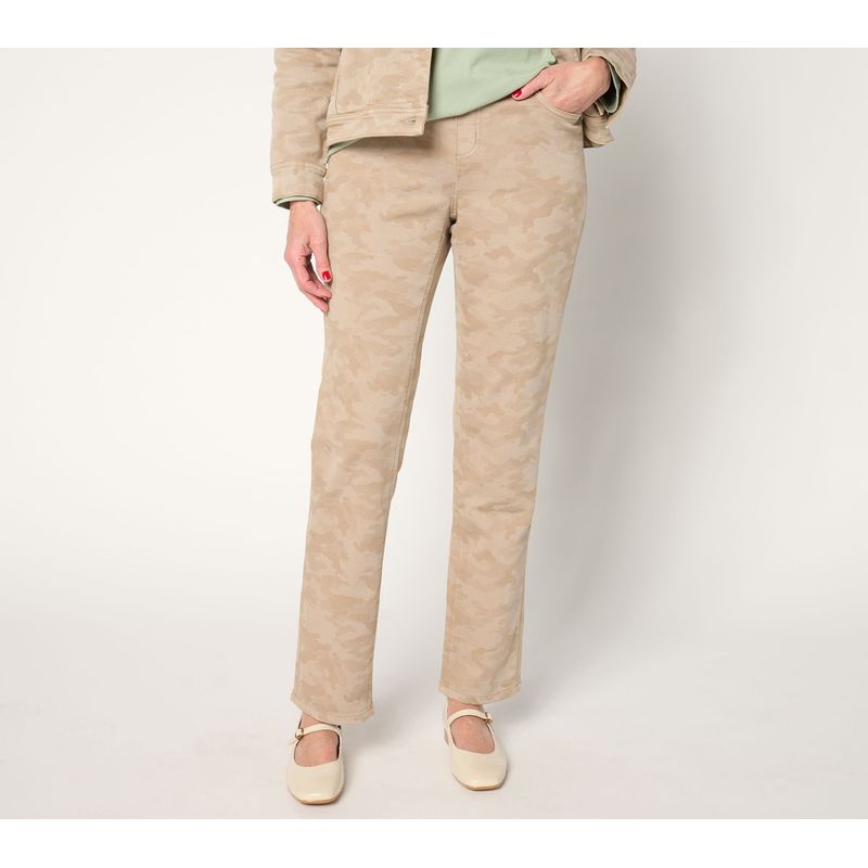 Sunnylife Women's Pants Sz L Denim & Co. Comfy Knit Straight Leg Brown A670288